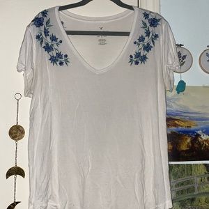 American Eagle Embroidered Vneck Top